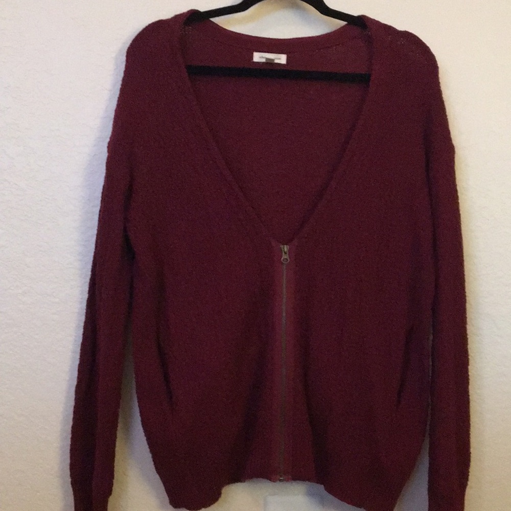 Maroon zip up sweater